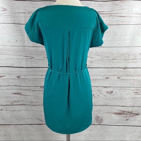 Paisley and Ivy teal blouse silky with thin tie belt - Picture 7 of 10